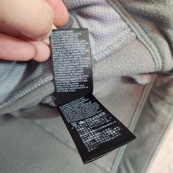 The North Face Womens Grey Jacket Full Zip Warm Navy Blue Stitching Size M  EUC - Picture 8 of 14